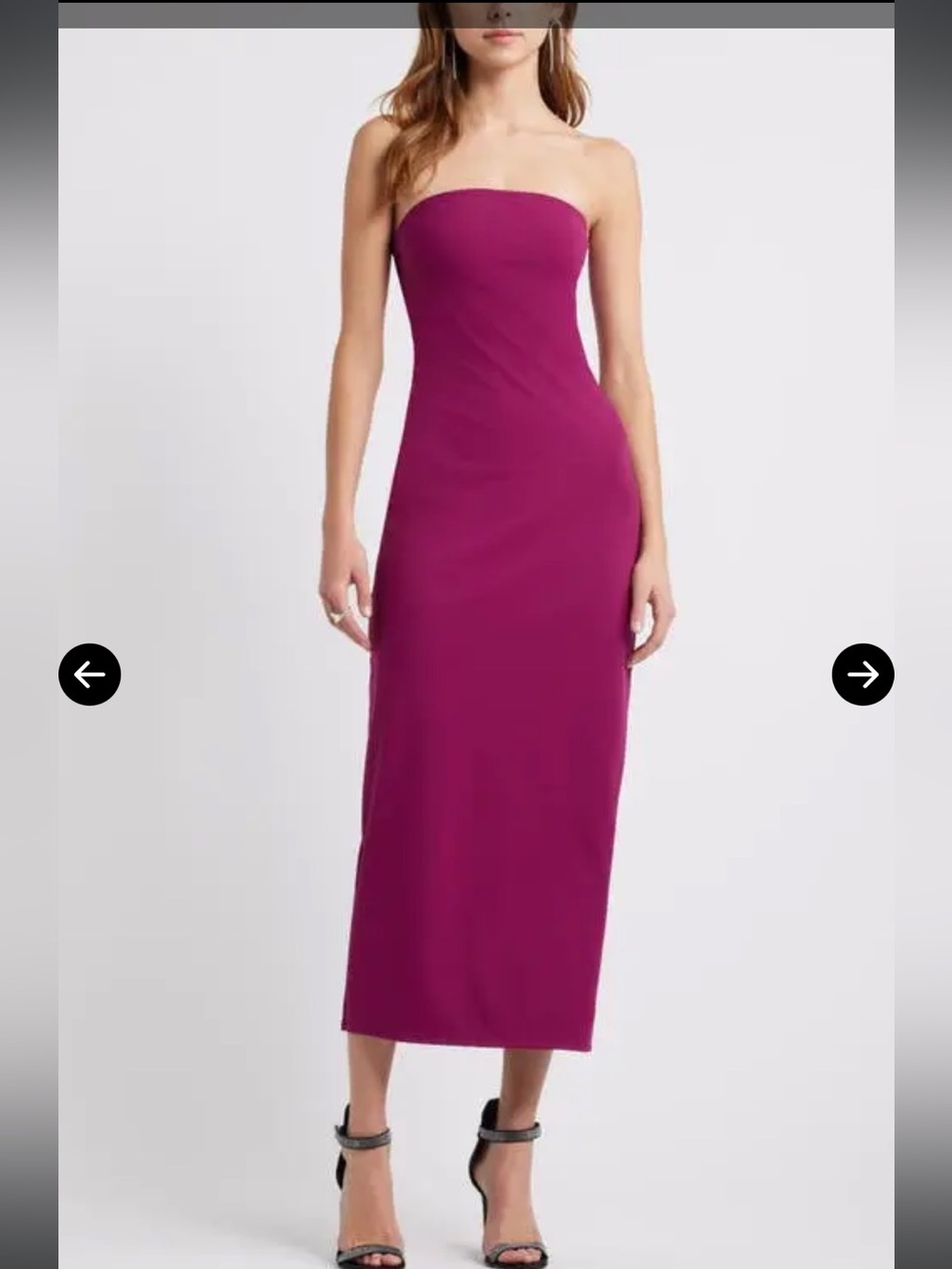 NWT Open Edit Strapless Bodycon Midi Dress in Fuchsia size medium